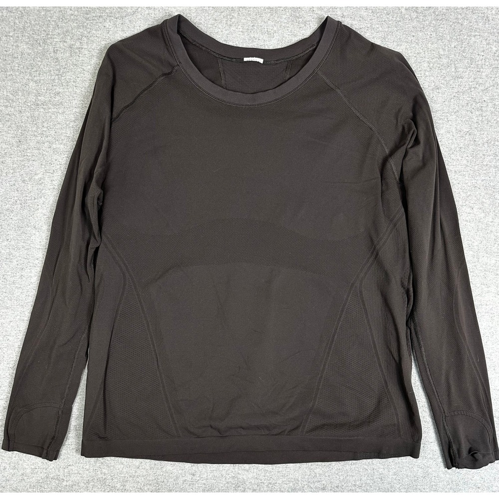 Athleta Momentum Seamless Top 1X Truffle Brown Mesh Long Sleeve Workout NWOT